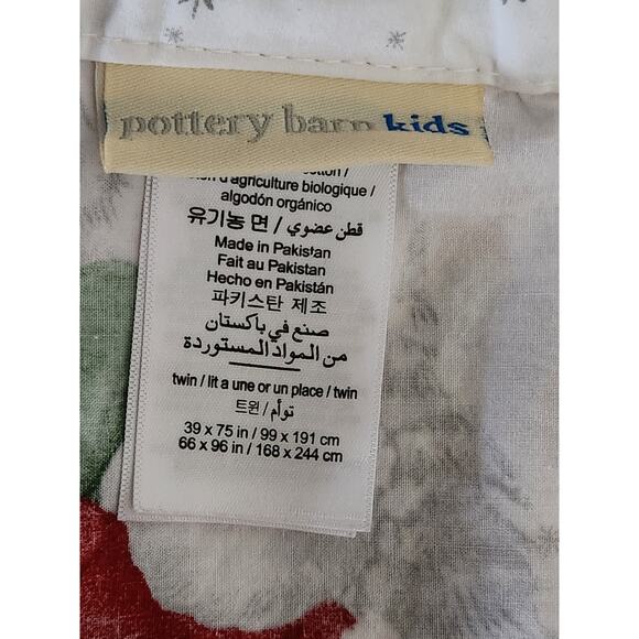 Pottery Barn Kids HERITAGE SANTA Organic Cotton Twin Sheet Flat/Fitted Christmas - Picture 4 of 4